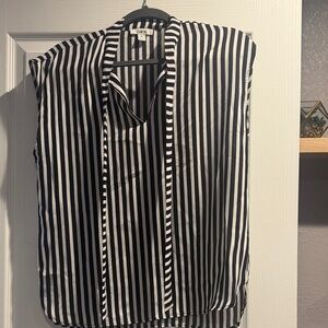 Bar III Vertical Stripe Collared Sleeveless Top